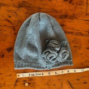 Vintage Betsey Johnson New York Beanie with Knit Flowers